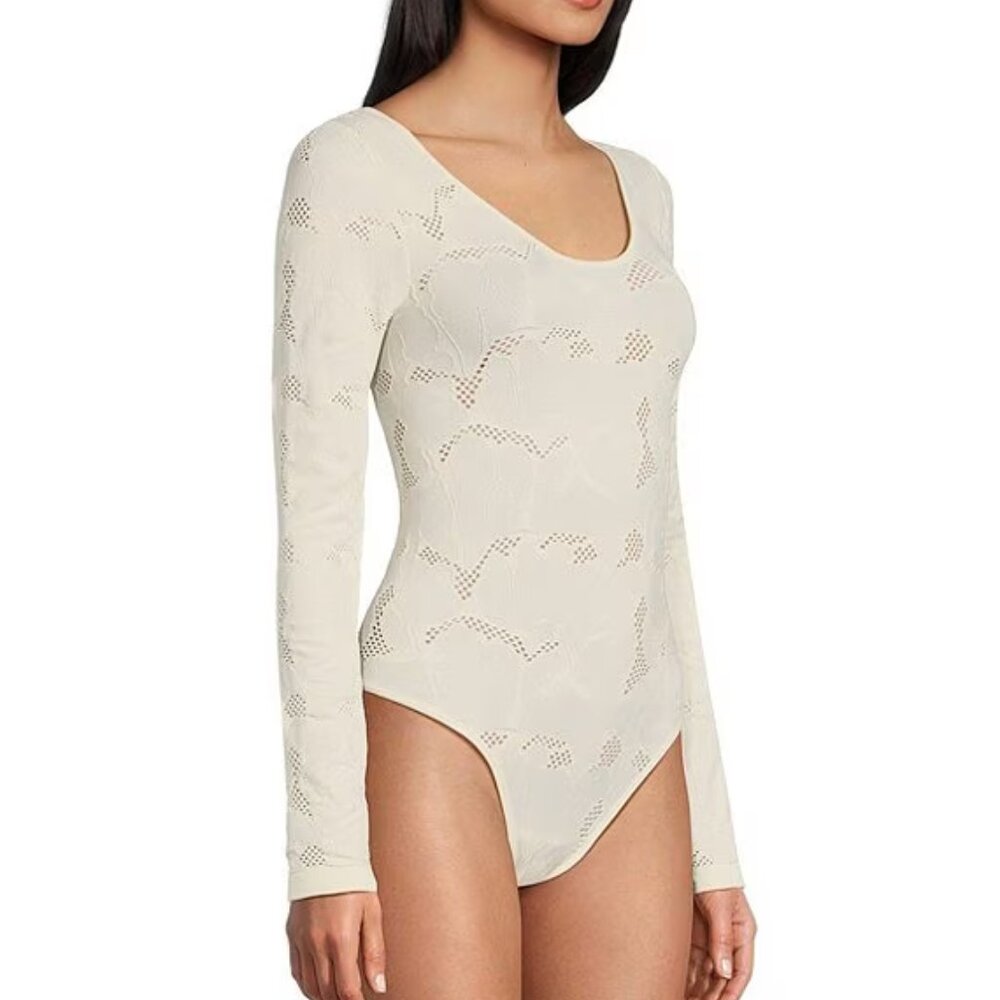 NWT Chelsea & Violet Knit Long Sleeve Texture Bodysuit Antique Cream Girls Large